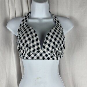 Black & White Gingham Halter Bikini Top Size M
